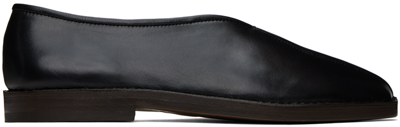 Lemaire Black Flat Piped Slippers In Bk999 Black