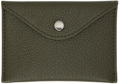 Lemaire Logo-debossed Pebbled Leather Wallet In Green