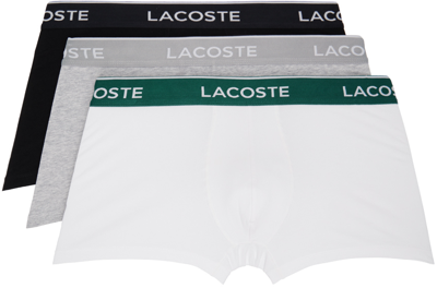 Lacoste Three-pack Multicolor Casual Boxers In Nua White/grey/black