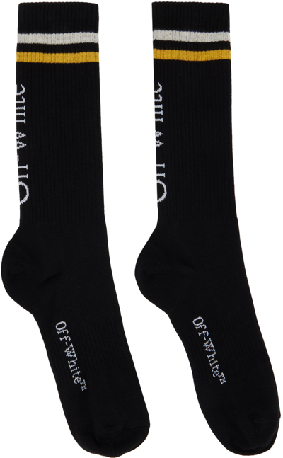 Off-white Black Stripe Socks In Black Ivory