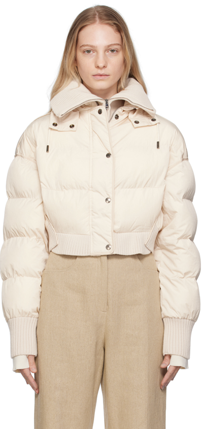 Jacquemus Briciola Logo Embroidered Crop Puffer Jacket In Bianco