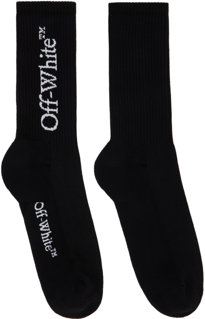 Off-white Large Logo-print Cotton Socks In Black  