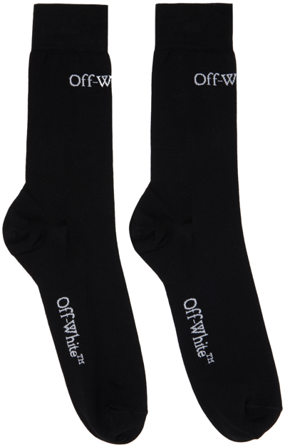 Off-white Black Logo Socks In Black White
