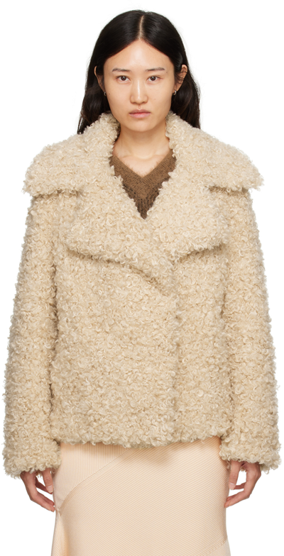 Stella Mccartney Faux Fur Single Breasted Jacket In Oat