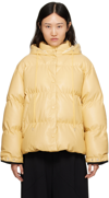 STELLA MCCARTNEY YELLOW PRESS-STUD FAUX-LEATHER PUFFER JACKET