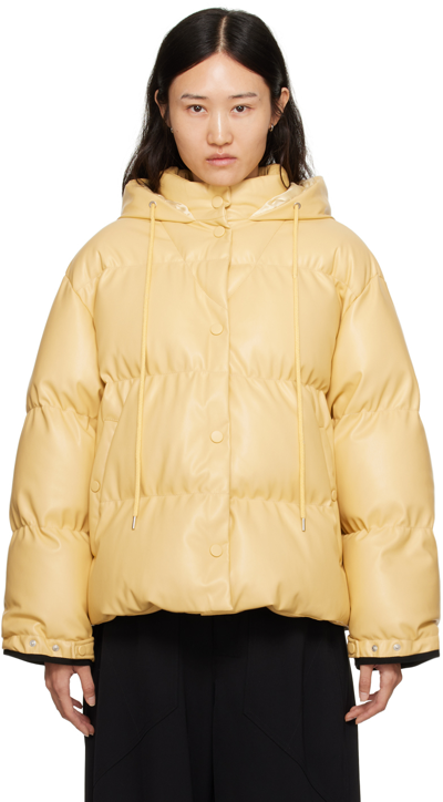 Stella Mccartney Yellow Press-stud Faux-leather Puffer Jacket In 9203 Butter