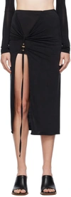 Jacquemus Pareo Croissant Buckle Slit Long Skirt In 990 Black