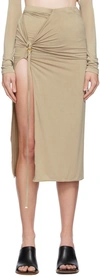 JACQUEMUS KHAKI LE CHOUCHOU 'LA JUPE PAREO CROISSANT' MIDI SKIRT