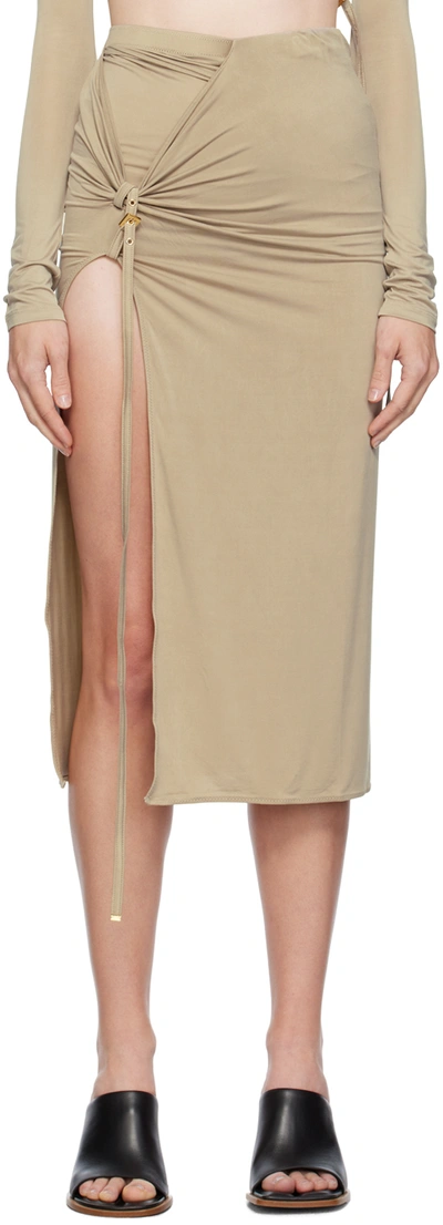 Jacquemus La Jupe Pareo Croissant In Light Khaki