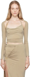 Jacquemus Cropped Oberteil Aus Stretch-jersey Aus Einer Cupromischung In 530 Light Khaki