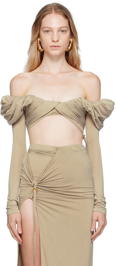 Jacquemus Khaki Le Chouchou 'le Haut Spalla' Blouse In 530 Light Khaki