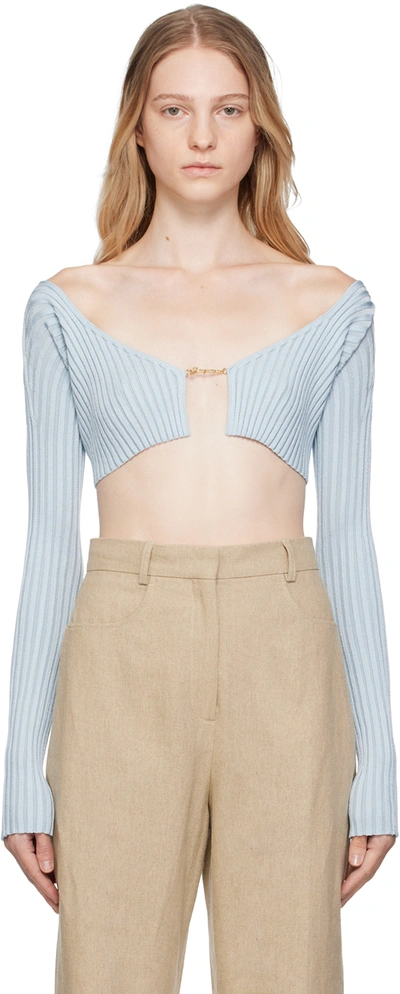 Jacquemus Blue Le Chouchou 'la Maille Pralu' Cardigan In 321 Light Blue 2