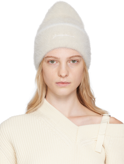 Jacquemus Off-white Le Papier 'le Bonnet Neve' Beanie In Beige