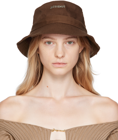 Jacquemus Le Bob Gadjo Canvas Bucket Hat In Brown