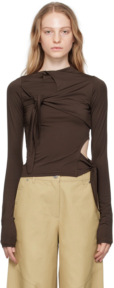 Open Yy Brown Knot Blouse