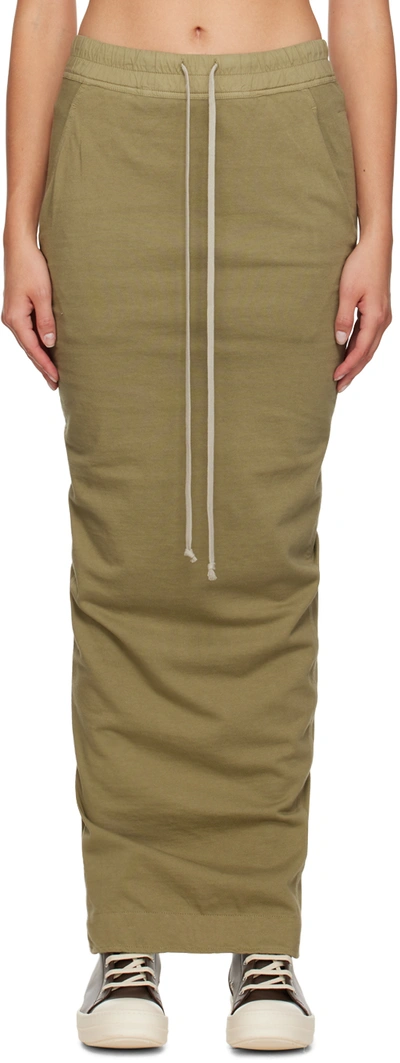 Rick Owens Drkshdw Khaki Pillar Maxi Skirt In 25 Pale Green