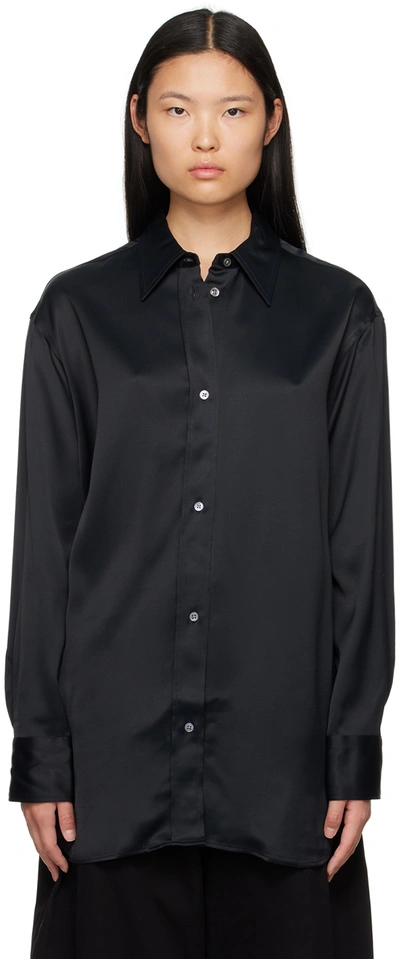 Studio Nicholson Black Button Shirt In Darkest Navy