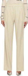 Helmut Lang Off-white Pull-on Trousers In Hazel - Wnm