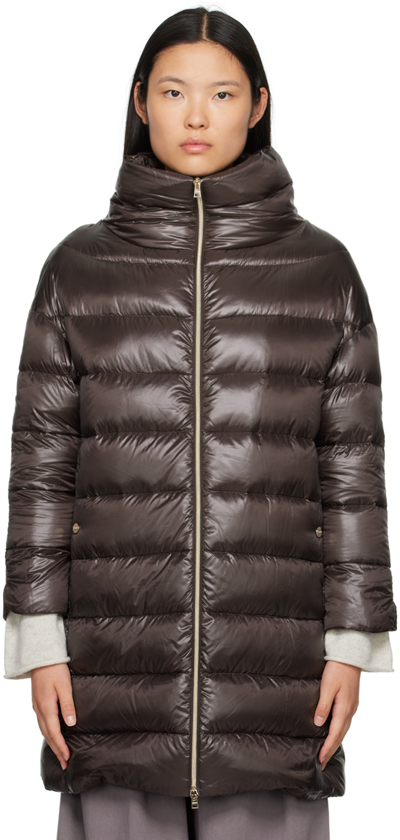 Herno Brown Matilde Down Coat In 8800 Marrone Scuro