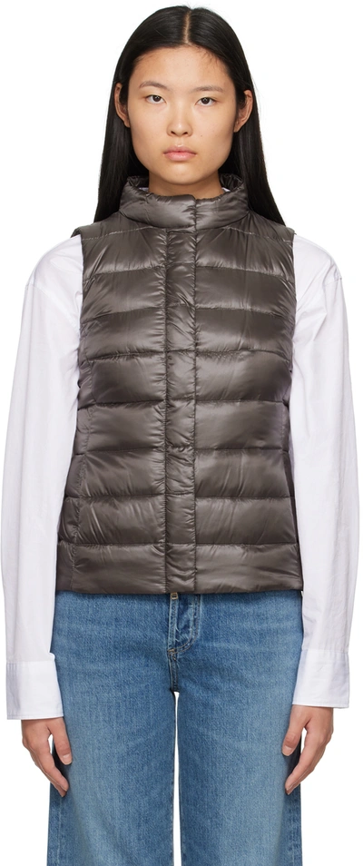 Herno Gray Giulia Down Vest In 9480 Charcoal