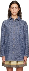 Moschino Blue All Over Denim Shirt In Blue