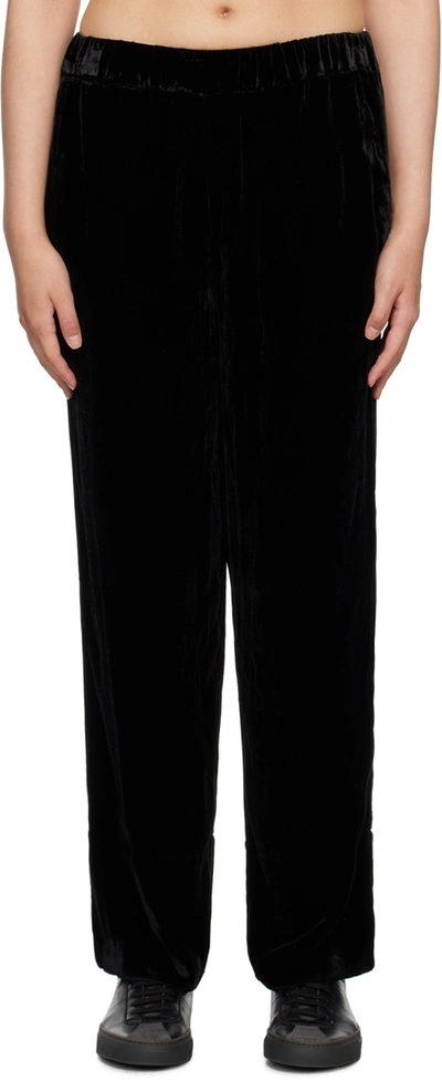 Caro Editions Black Elisabeth Trousers In Black Silk Velvet