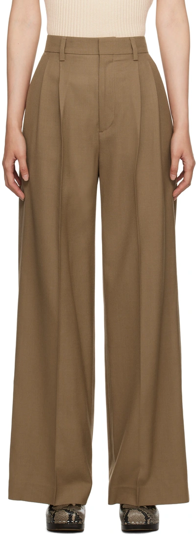 Filippa K Khaki Darcey Trousers In Brown