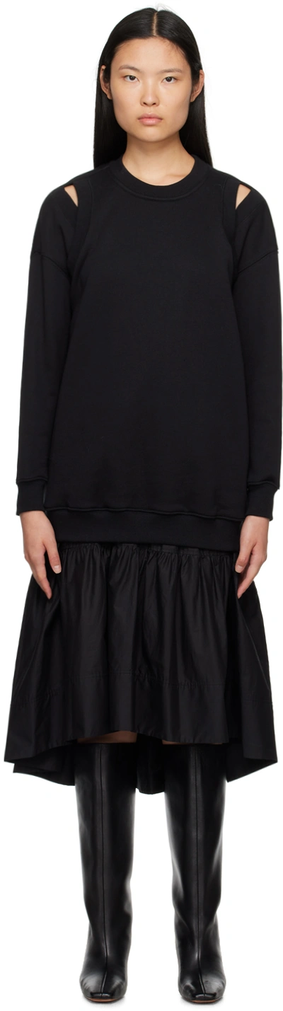 3.1 Phillip Lim Black Layered Midi Dress In Ba001 Black