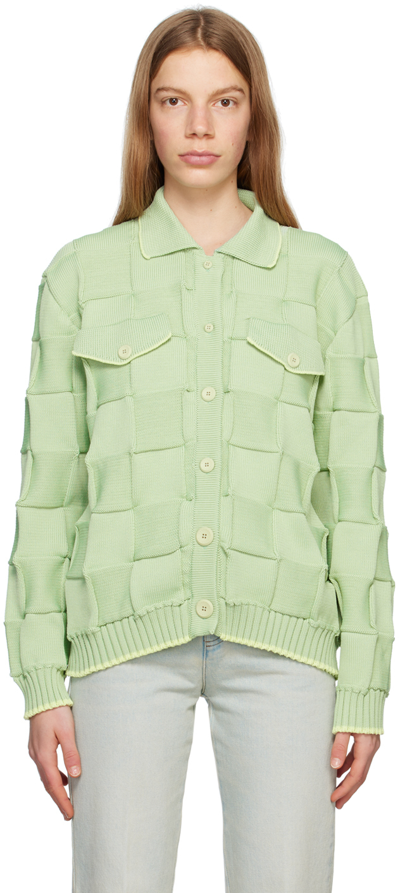Opening Ceremony Green Check Cardigan In Glaucose