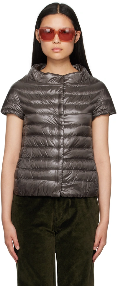 Herno Gray Emilia Down Jacket In 9480 Charcoal