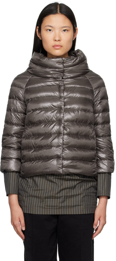 Herno Gray Sofia Down Jacket In 9480 Charcoal
