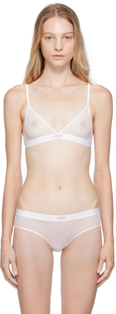 Alexander Wang White Sheer Bra In 100 White