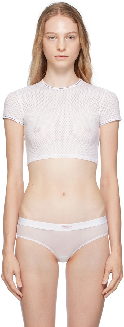 Alexander Wang White Cropped T-shirt In 100 White