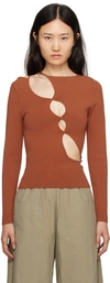 Paris Georgia Tan Squiggle Long Sleeve T-shirt In Toffee