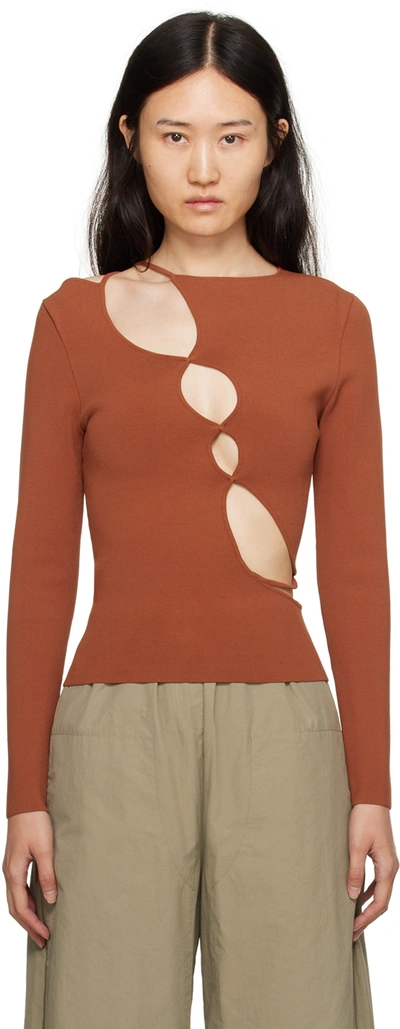 Paris Georgia Tan Squiggle Long Sleeve T-shirt In Toffee