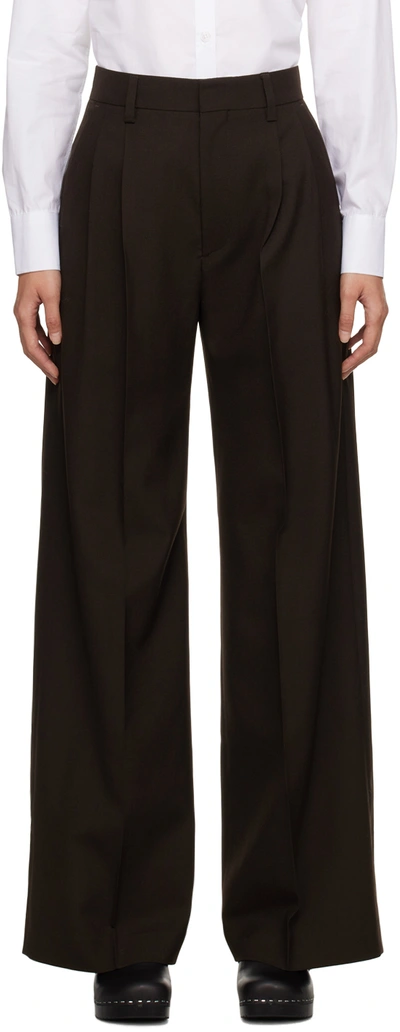 Filippa K Kinley Check-print Tailored Trousers In Brown