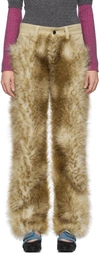 Paula Canovas Del Vas Ssense Exclusive Beige Faux-fur Jeans In Beige