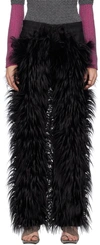 PAULA CANOVAS DEL VAS SSENSE EXCLUSIVE BLACK FAUX-FUR JEANS