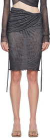 JADE CROPPER GRAY WRAP MIDI SKIRT