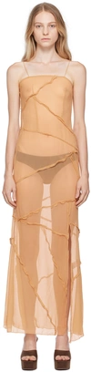 KIM SHUI BEIGE SEMI-SHEER MIDI DRESS