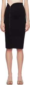 JADE CROPPER BLACK HOOK-EYE MIDI SKIRT