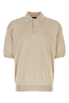Prada Silk Short-sleeve Polo Shirt In Cream