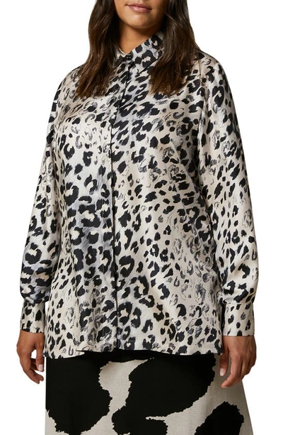 Marina Rinaldi Silk Leopard Ballata Shirt In Grey