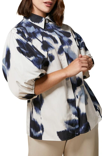 Marina Rinaldi Plus Size Bamby Printed Blouson-sleeve Shirt In Beige