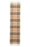 Burberry Giant Check Washed Cashmere Fringe Scarf In Archive Beige