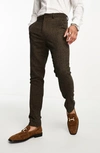 ASOS DESIGN SLIM FIT HERRINGBONE SUIT TROUSERS