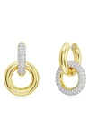 SWAROVSKI DEXTERA PAVÉ DETACHABLE MISMATCHED HOOP DROP EARRINGS