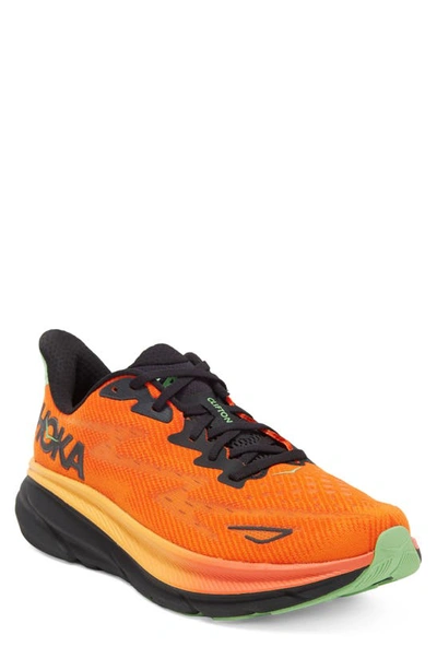 Hoka Men's Clifton 9 Running Sneakers In Flame/vibrant Orange
