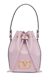 Valentino Garavani Mini Vlogo Signature Leather Bucket Bag In Beige