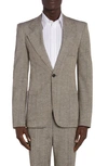 Bottega Veneta Knotted Melange One-button Suit Jacket In 2515 Brown/ White/ Blue